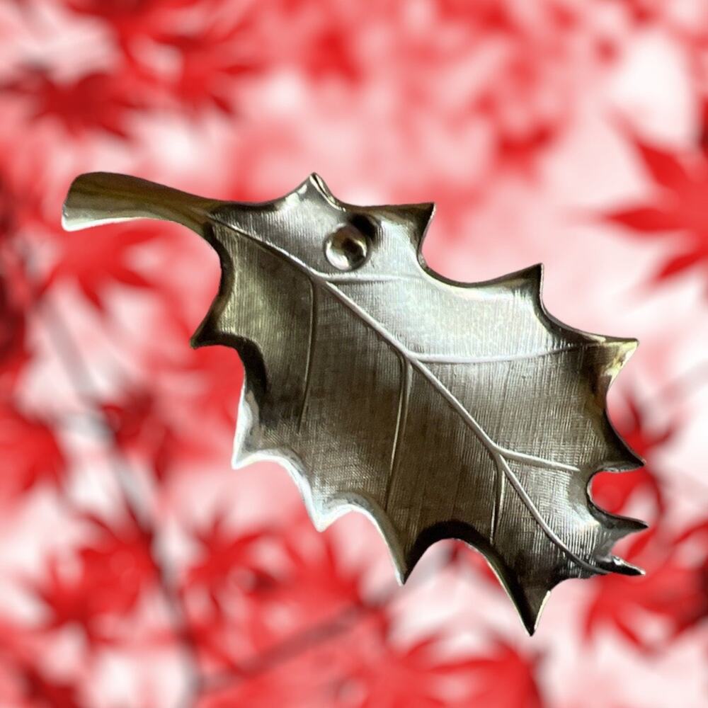 Vintage 60ās Giovanni Silver Tone Leaf Design Brooch Pin Mid Century